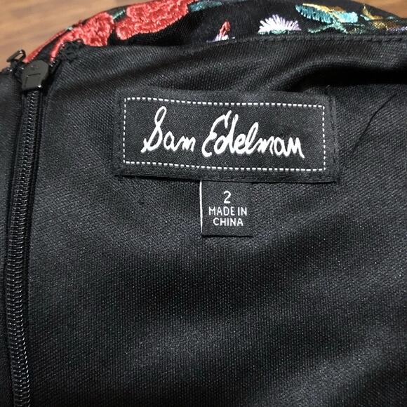 Sam Edelman Puff Sleeve  Embroidered‎ Floral A-Line Mesh Dress Size 2 - Picture 5 of 11